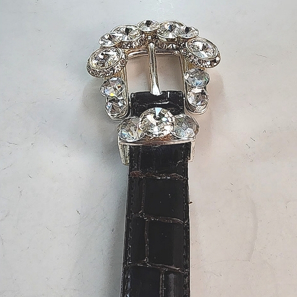 Vintage Silver and Diamond Accent Leather Belt - Picture 3 of 5